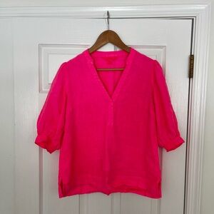 Lilly Pulitzer Short Sleeve Pink Linen Top, size 0
